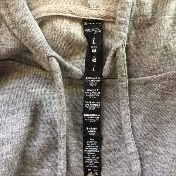 Wildfox Crop Hoodie Pullover Sweatshirt Star Print Grey Size Large - Picture 8 of 11